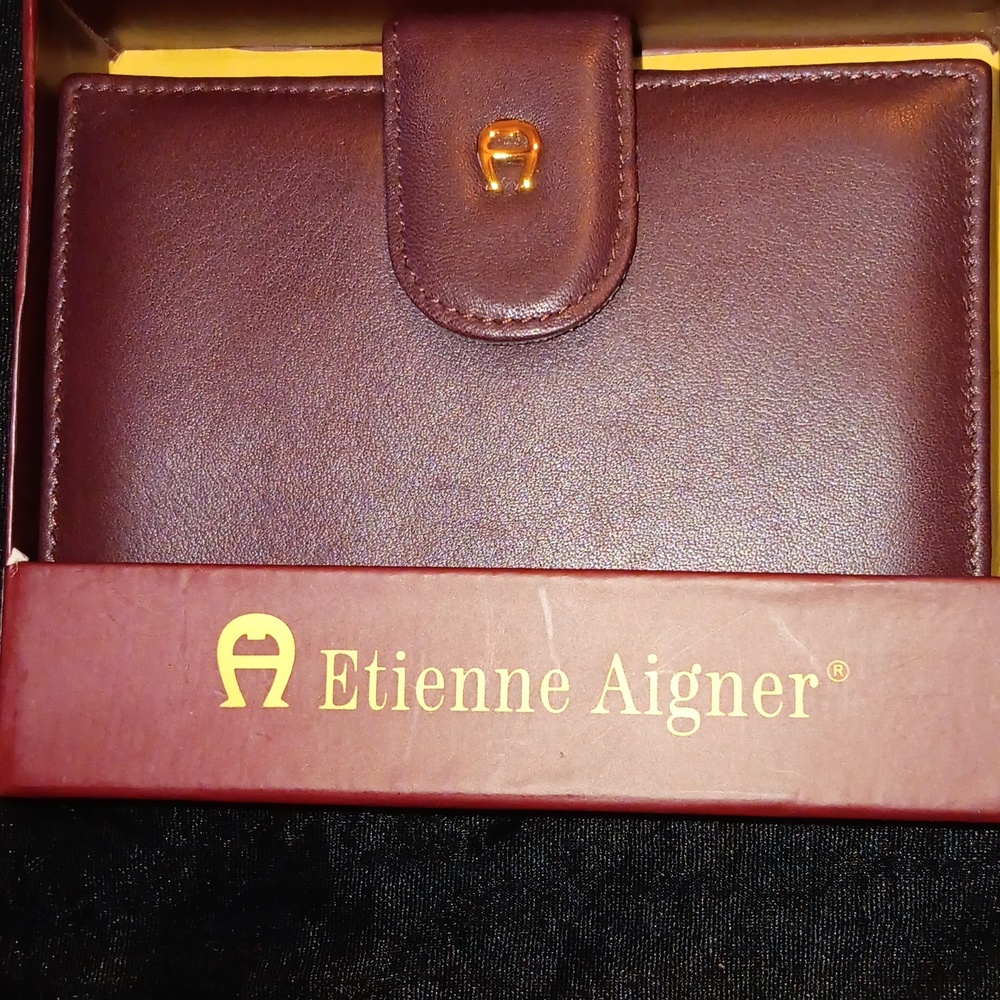 Etienne Aigner Vintage Burgundy Leather Wallet with Gold Accent